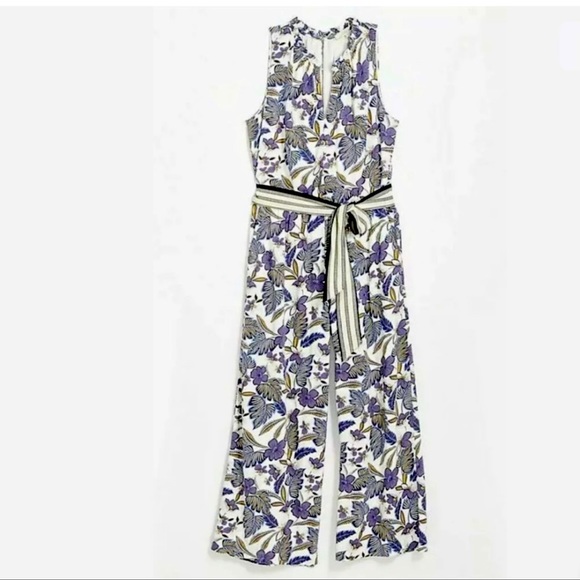 LOFT Floral Crop Jumpsuit - Picture 2 of 4